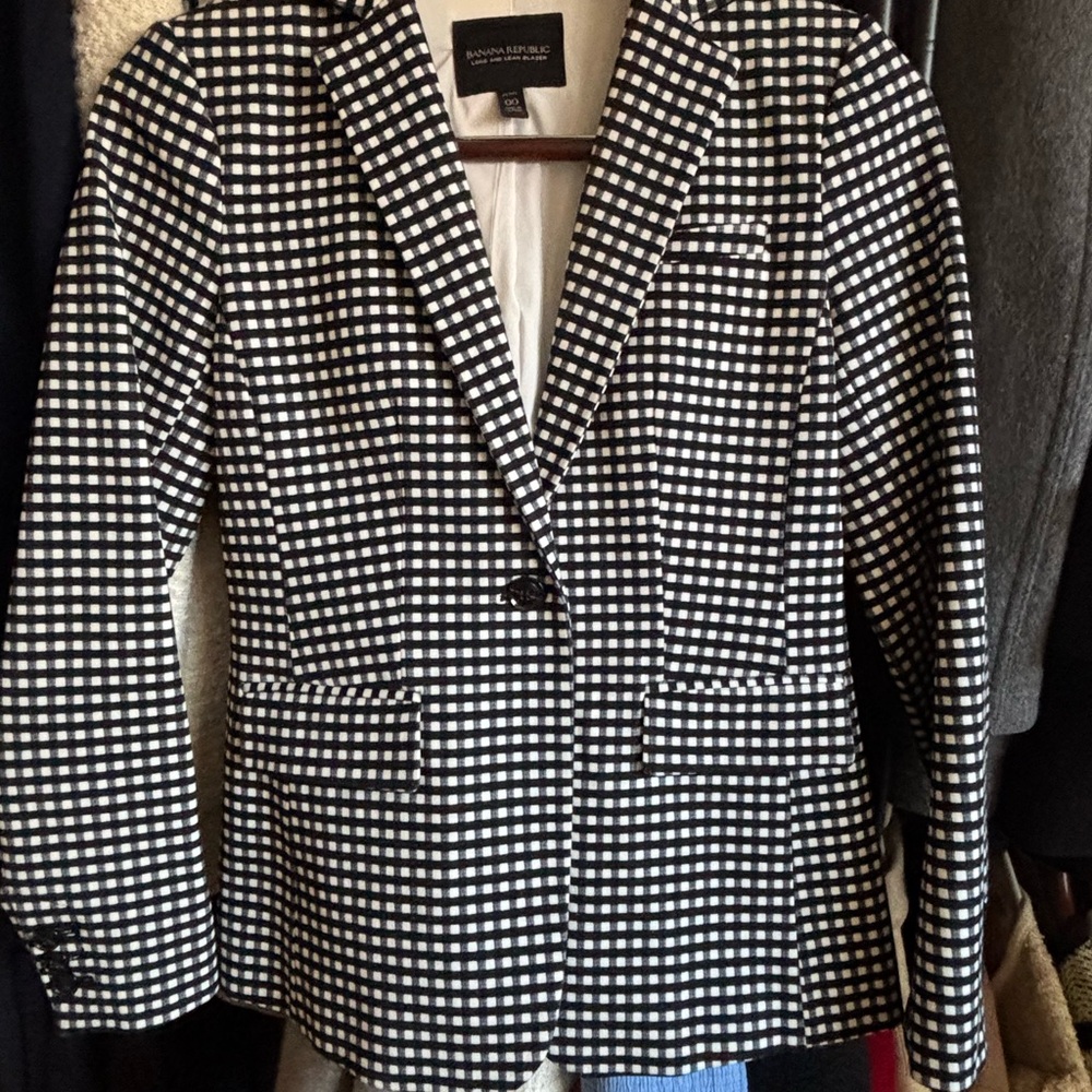 Black and White Checkered Women's Blazer